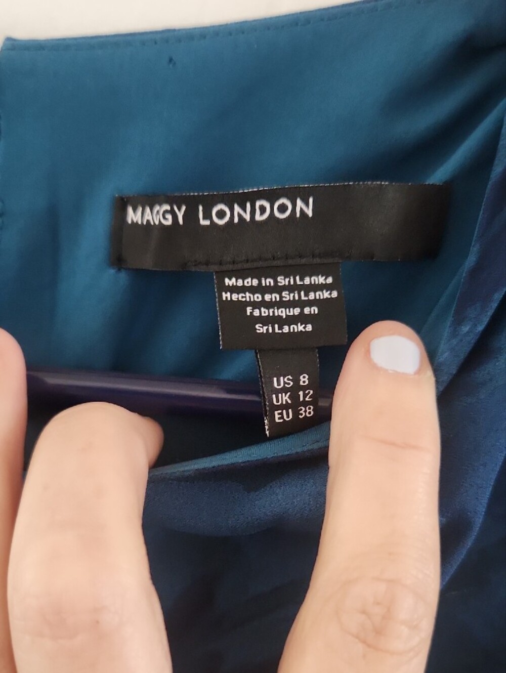 Maggy London Navy Blue Asymmetrical Floral Twist Dress - Picture 2 of 5